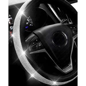 Bling My Ride Steering Wheel cover; rhinestones and faux black leather